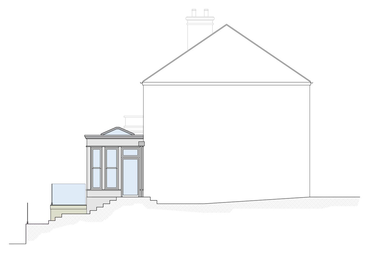 Side elevation drawing