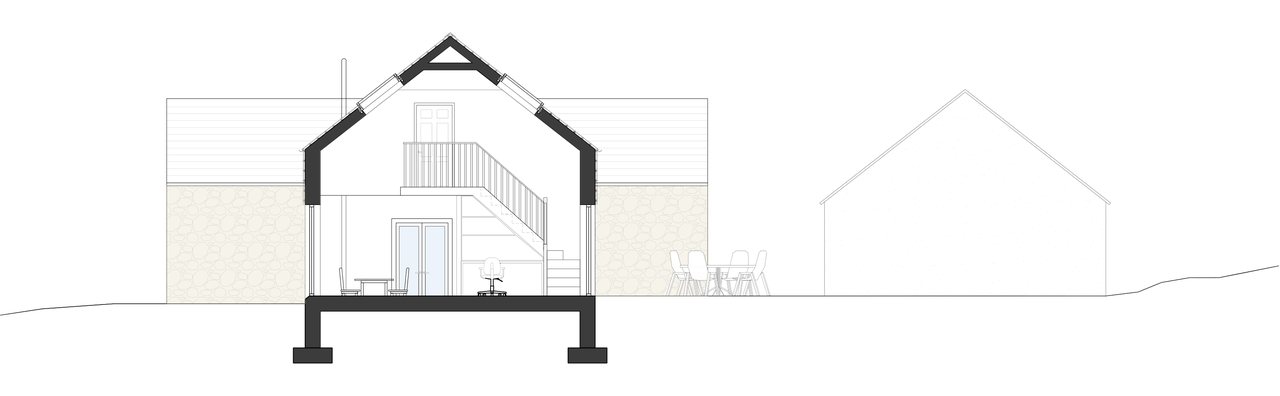 Section drawing through the dwelling